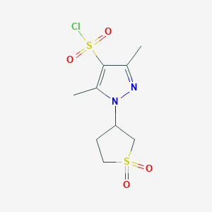 molecular formula C9H13ClN2O4S2 B1371849 1-(1,1-dioxidotetrahydro-3-thienyl)-3,5-dimethyl-1H-pyrazole-4-sulfonyl chloride 