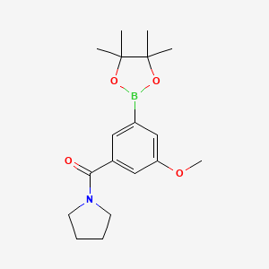 molecular formula C18H26BNO4 B13718490 [3-Methoxy-5-(4,4,5,5-tetramethyl-[1,3,2]dioxaborolan-2-yl)-phenyl]-pyrrolidin-1-yl-methanone 