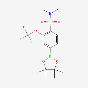 molecular formula C15H21BF3NO5S B13718544 N,N-dimethyl-4-(4,4,5,5-tetramethyl-1,3,2-dioxaborolan-2-yl)-2-(trifluoromethoxy)benzenesulfonamide 