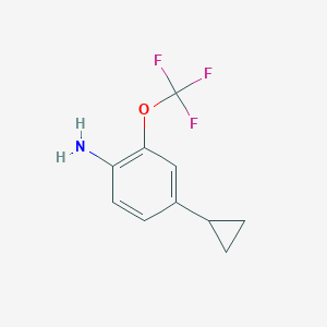 molecular formula C10H10F3NO B13718555 4-Cyclopropyl-2-(trifluoromethoxy)aniline 