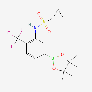 molecular formula C16H21BF3NO4S B13718606 N-(5-(4,4,5,5-tetramethyl-1,3,2-dioxaborolan-2-yl)-2-(trifluoromethyl)phenyl)cyclopropanesulfonamide 