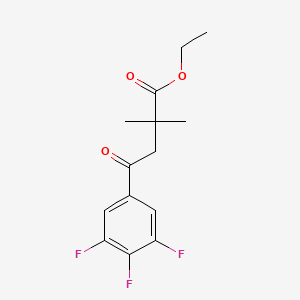 molecular formula C14H15F3O3 B1371861 Ethyl 2,2-dimethyl-4-oxo-4-(3,4,5-trifluorophenyl)butyrate CAS No. 898753-68-9