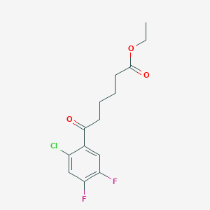 molecular formula C14H15ClF2O3 B1371865 Ethyl 6-(2-chloro-4,5-difluorophenyl)-6-oxohexanoate CAS No. 951887-26-6