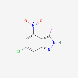 molecular formula C7H3ClIN3O2 B1371880 6-Chloro-3-iodo-4-nitro-1H-indazole CAS No. 885519-97-1