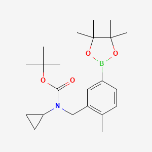 molecular formula C22H34BNO4 B13718860 Cyclopropyl-[2-methyl-5-(4,4,5,5-tetramethyl-[1,3,2]dioxaborolan-2-yl)-benzyl]-carbamic acid tert-butyl ester 
