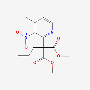 molecular formula C14H16N2O6 B13718924 Dimethyl 2-allyl-2-(4-methyl-3-nitropyridin-2-yl)malonate 