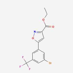 molecular formula C13H9BrF3NO3 B13718936 Ethyl 5-(3-bromo-5-(trifluoromethyl)phenyl)isoxazole-3-carboxylate 