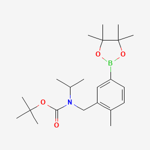 molecular formula C22H36BNO4 B13719149 Isopropyl-[2-methyl-5-(4,4,5,5-tetramethyl-[1,3,2]dioxaborolan-2-yl)-benzyl]-carbamic acid tert-butyl ester 