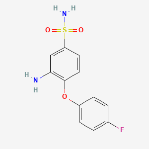 molecular formula C12H11FN2O3S B13719272 3-Amino-4-(4-fluorophenoxy)benzenesulfonamide 