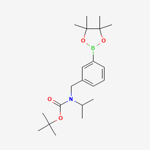 molecular formula C21H34BNO4 B13719278 Isopropyl-[3-(4,4,5,5-tetramethyl-[1,3,2]dioxaborolan-2-yl)-benzyl]-carbamic acid tert-butyl ester 