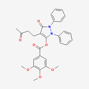 molecular formula C29H28N2O7 B13719468 Benzoic acid, 3,4,5-trimethoxy-, ester with 1,2-diphenyl-3-hydroxy-4-(3-oxobutyl)-3-pyrazolin-5-one CAS No. 16006-75-0