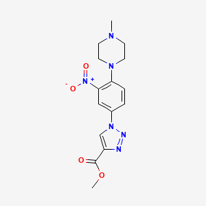molecular formula C15H18N6O4 B13719475 Methyl 1-(4-(4-methylpiperazin-1-yl)-3-nitrophenyl)-1H-1,2,3-triazole-4-carboxylate 