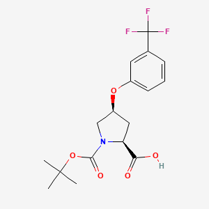molecular formula C17H20F3NO5 B1371957 (2S,4S)-1-(tert-Butoxycarbonyl)-4-[3-(trifluoromethyl)phenoxy]-2-pyrrolidinecarboxylic acid 