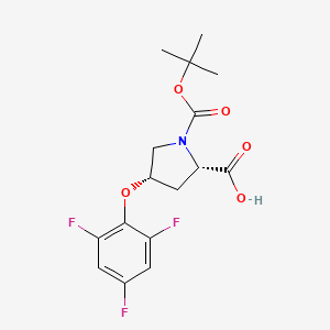 molecular formula C16H18F3NO5 B1371958 (2S,4S)-1-(tert-Butoxycarbonyl)-4-(2,4,6-trifluorophenoxy)-2-pyrrolidinecarboxylic acid 