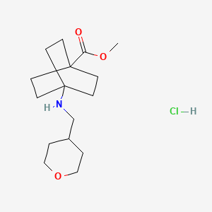 molecular formula C16H28ClNO3 B13719993 Methyl 4-(((tetrahydro-2H-pyran-4-yl)methyl)amino)bicyclo[2.2.2]octane-1-carboxylate hydrochloride 