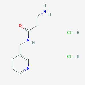 molecular formula C9H15Cl2N3O B1372005 3-amino-N-(pyridin-3-ylmethyl)propanamide dihydrochloride CAS No. 1197707-77-9