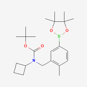 molecular formula C23H36BNO4 B13720113 Cyclobutyl-[2-methyl5-(4,4,5,5-tetramethyl-[1,3,2]dioxaborolan-2-yl)-benzyl]-carbamic acid tert-butyl ester 