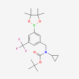 molecular formula C22H31BF3NO4 B13720217 Cyclopropyl-[3-(4,4,5,5-tetramethyl-[1,3,2]dioxaborolan-2-yl)-5-trifluoromethyl-benzyl]-carbamic acid tert-butyl ester 