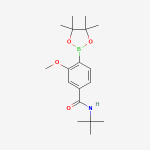 molecular formula C18H28BNO4 B13720320 N-(tert-butyl)-3-methoxy-4-(4,4,5,5-tetramethyl-1,3,2-dioxaborolan-2-yl)benzamide 