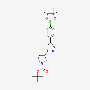 molecular formula C24H33BN2O4S B13720617 tert-Butyl 3-(5-(4-(4,4,5,5-tetramethyl-1,3,2-dioxaborolan-2-yl)phenyl)thiazol-2-yl)pyrrolidine-1-carboxylate 