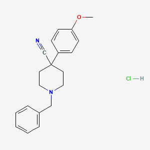 molecular formula C20H23ClN2O B1372097 1-Benzyl-4-(4-methoxyphenyl)piperidine-4-carbonitrile hydrochloride CAS No. 1189656-91-4