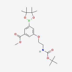 molecular formula C21H32BNO7 B13721015 Methyl 3-(2-((tert-butoxycarbonyl)amino)ethoxy)-5-(4,4,5,5-tetramethyl-1,3,2-dioxaborolan-2-yl)benzoate 