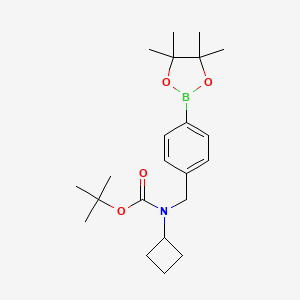 molecular formula C22H34BNO4 B13721061 Cyclobutyl-[4-(4,4,5,5-tetramethyl-[1,3,2]dioxaborolan-2-yl)-benzyl]-carbamic acid tert-butyl ester 