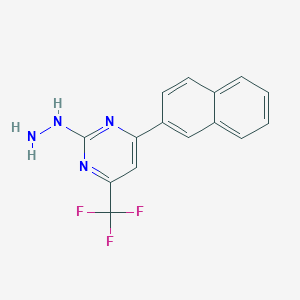 molecular formula C15H11F3N4 B13721116 2-Hydrazino-6-(2-naphthyl)-4-(trifluoromethyl)pyrimidine 