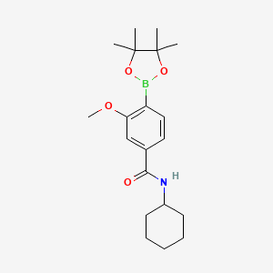 molecular formula C20H30BNO4 B13721140 N-Cyclohexyl-3-methoxy-4-(tetramethyl-1,3,2-dioxaborolan-2-yl)benzamide 