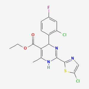 molecular formula C17H14Cl2FN3O2S B13721187 Ethyl 4-(2-Chloro-4-fluorophenyl)-2-(5-chloro-2-thiazolyl)-6-methyl-1,4-dihydropyrimidine-5-carboxylate 