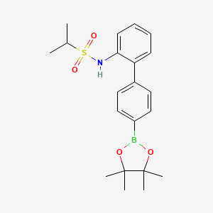 molecular formula C21H28BNO4S B13721224 Propane-2-sulfonic acid [4'-(4,4,5,5-tetramethyl-[1,3,2]dioxaborolan-2-yl)-biphenyl-2-yl]-amide 