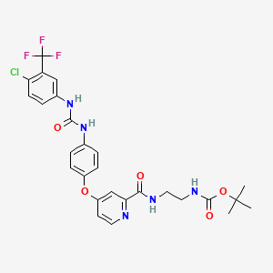 molecular formula C27H27ClF3N5O5 B13721372 tert-Butyl (2-(4-(4-(3-(4-chloro-3-(trifluoromethyl)phenyl)ureido)phenoxy)picolinamido)ethyl)carbamate 