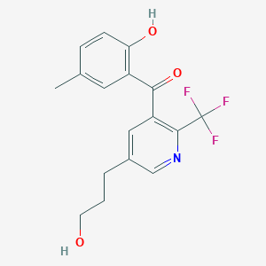 molecular formula C17H16F3NO3 B13721422 3-(5-Methyl-2-hydroxybenzoyl)-5-(3-hydroxypropyl)-2-(trifluoromethyl)pyridine 