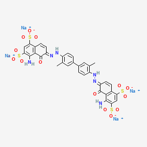 molecular formula C34H24N6Na4O14S4 B13721436 tetrasodium;(6E)-4-amino-6-[[4-[4-[(2E)-2-(8-amino-1-oxo-5,7-disulfonatonaphthalen-2-ylidene)hydrazinyl]-3-methylphenyl]-2-methylphenyl]hydrazinylidene]-5-oxonaphthalene-1,3-disulfonate 