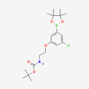 molecular formula C19H29BClNO5 B13721455 {2-[3-Chloro-5-(4,4,5,5-tetramethyl-[1,3,2]dioxaborolan-2-yl)-phenoxy]-ethyl}-carbamic acid tert-butyl ester 