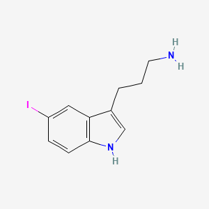 molecular formula C11H13IN2 B13721559 3-(5-Iodo-3-indolyl)-1-propanamine 