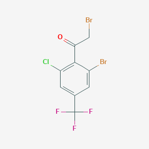molecular formula C9H4Br2ClF3O B13721587 2'-Bromo-6'-chloro-4'-(trifluoromethyl)phenacyl bromide 