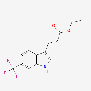 molecular formula C14H14F3NO2 B13721776 Ethyl 3-[6-(Trifluoromethyl)-3-indolyl]propanoate 
