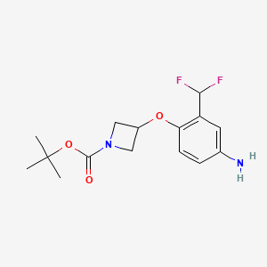 molecular formula C15H20F2N2O3 B13721857 tert-Butyl 3-(4-amino-2-(difluoromethyl)phenoxy)azetidine-1-carboxylate 