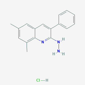 molecular formula C17H18ClN3 B13721881 2-Hydrazino-6,8-dimethyl-3-phenylquinoline hydrochloride CAS No. 1170796-18-5