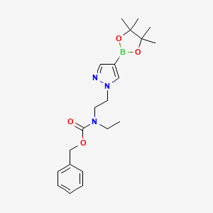 molecular formula C21H30BN3O4 B13722003 Ethyl-{2-[4-(4,4,5,5-tetramethyl-[1,3,2]dioxaborolan-2-yl)-pyrazol-1-yl]-ethyl}-carbamic acid benzyl ester 