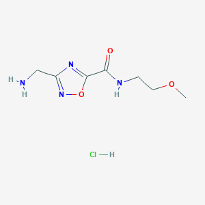 molecular formula C7H13ClN4O3 B1372201 3-(aminomethyl)-N-(2-methoxyethyl)-1,2,4-oxadiazole-5-carboxamide hydrochloride CAS No. 1185297-79-3