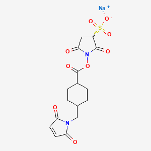 molecular formula C16H17N2NaO9S B13722323 sodium (3S)-1-{4-[(2,5-dioxo-2,5-dihydro-1H-pyrrol-1-yl)methyl]cyclohexanecarbonyloxy}-2,5-dioxopyrrolidine-3-sulfonate 