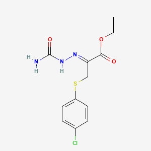 molecular formula C12H14ClN3O3S B13722383 ethyl (2Z)-2-(carbamoylhydrazinylidene)-3-(4-chlorophenyl)sulfanylpropanoate 