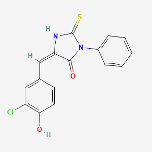 molecular formula C16H11ClN2O2S B13722405 (5E)-5-(3-chloro-4-hydroxybenzylidene)-2-mercapto-3-phenyl-3,5-dihydro-4H-imidazol-4-one 