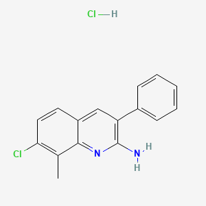 molecular formula C16H14Cl2N2 B13722441 2-Amino-7-chloro-8-methyl-3-phenylquinoline hydrochloride CAS No. 1172479-00-3