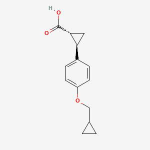 molecular formula C14H16O3 B13722452 trans 2-(4-(Cyclopropylmethoxy)phenyl)cyclopropanecarboxylic acid 