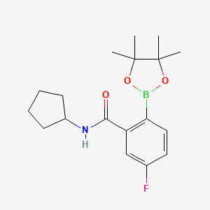 molecular formula C18H25BFNO3 B13722470 N-Cyclopentyl-5-fluoro-2-(tetramethyl-1,3,2-dioxaborolan-2-yl)benzamide 