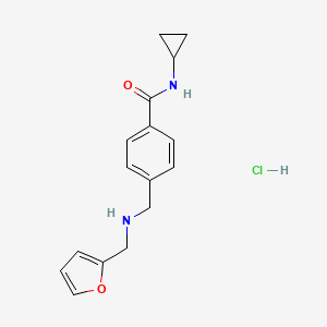 molecular formula C16H19ClN2O2 B1372249 N-cyclopropyl-4-{[(furan-2-ylmethyl)amino]methyl}benzamide hydrochloride CAS No. 1172528-99-2