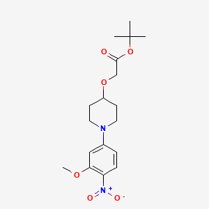 molecular formula C18H26N2O6 B13722561 tert-Butyl 2-[[1-(3-Methoxy-4-nitrophenyl)-4-piperidyl]oxy]acetate 